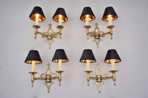 Arts and Crafts wall lights in brass, set of 4, 1980`s ca, English